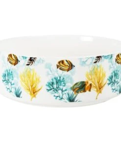 Maisons Du Monde Saladier En Porcelaine Blanche Motif Fond Marin Multicolore