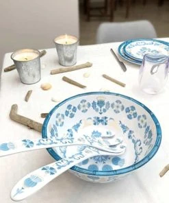Les Jardins De La Comtesse Saladier Profond En Mélamine Pure Bleu Et Beige 25 Cm -Chef&Sommelier-boutique saladier profond en melamine pure bleu et beige 25 cm 1