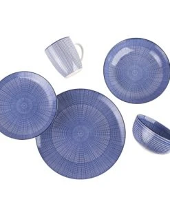 Sia Deco Service 34 Pièces Géométrique Bleu