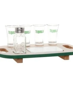 Maisons Du Monde Service à Tequila Verres à Shot En Verre (x4) Avec Planche Et Salière