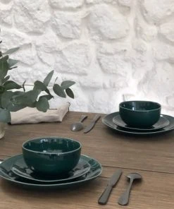 Maison Tilleul Service Assiettes En Céramique Vert -Chef&Sommelier-boutique service assiettes en ceramique vert 3