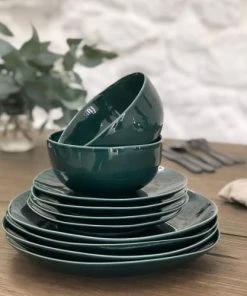 Maison Tilleul Service Assiettes En Céramique Vert -Chef&Sommelier-boutique service assiettes en ceramique vert 4