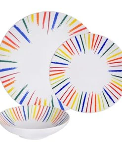 Table Passion Service D'assiettes 18 Pièces En Grès Multicolore