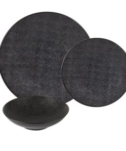 Table Passion Service D'assiettes 18 Pièces En Grès Noir