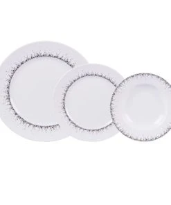 Table Passion Service D'assiettes 18 Pièces En Porcelaine Blanc