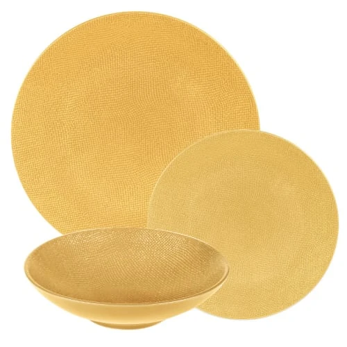 Table Passion Service D'assiettes Safran 18 Pièces En Grès Jaune 3 Table Passion Service D'assiettes Safran 18 Pièces En Grès Jaune