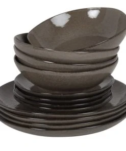 Maisons Du Monde Service De Table 12 Pièces En Grès Vert