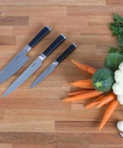 LIVOO Set De 3 Couteaux Japonais En Acier Inoxydable Noir -Chef&Sommelier-boutique set de 3 couteaux japonais en acier inoxydable noir 2