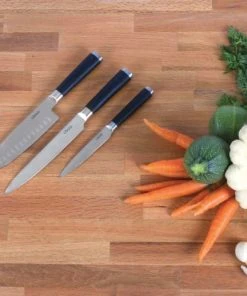 LIVOO Set De 3 Couteaux Japonais En Acier Inoxydable Noir -Chef&Sommelier-boutique set de 3 couteaux japonais en acier inoxydable noir 3
