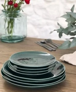 Maison Tilleul Set De 4 Assiettes à Dessert Céramique Vert -Chef&Sommelier-boutique set de 4 assiettes a dessert ceramique vert 3