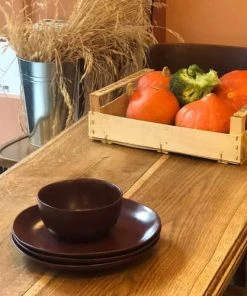 Maison Tilleul Set De 4 Assiettes Plates Céramique Rouge -Chef&Sommelier-boutique set de 4 assiettes plates ceramique rouge 2