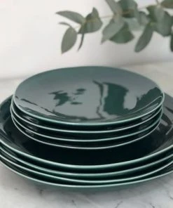 Maison Tilleul Set De 4 Assiettes Plates Céramique Vert -Chef&Sommelier-boutique set de 4 assiettes plates ceramique vert 8