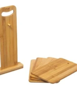 Five Simply Smart Set De 4 Planches à Découper Ou Tapas En Bambou + Support -Chef&Sommelier-boutique set de 4 planches a decouper ou tapas en bambou support 1