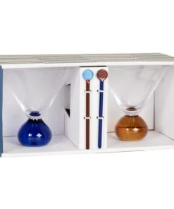Maisons Du Monde Set Verres à Cocktail (x2) Avec Touilleurs Orange Et Bleu