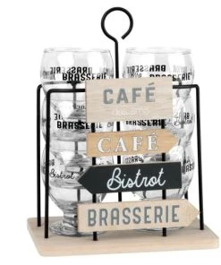 Maisons Du Monde Support En Métal Pancartes Avec 6 Verres Imprimés