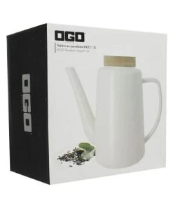 OGO Living Théière Avec Couvercle En Porcelaine Et Acacia 1,2L -Chef&Sommelier-boutique theiere avec couvercle en porcelaine et acacia 1 2l 1
