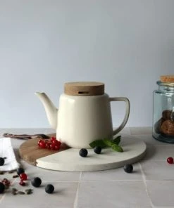 OGO Living Théière Avec Couvercle En Porcelaine Et Bois 680 Ml -Chef&Sommelier-boutique theiere avec couvercle en porcelaine et bois 680 ml 2