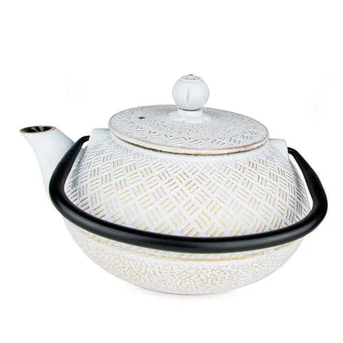Aromandise Théière En Fonte Blanche 800ml 4 Aromandise Théière En Fonte Blanche 800ml – Image 2
