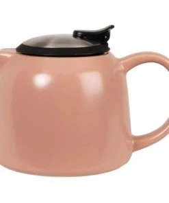 Maisons Du Monde Théière En Grès Vieux Rose Et Métal Argenté 0.8L