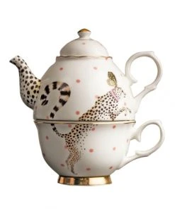 Yvonne Ellen Théière En Porcelaine Panthère 36cl