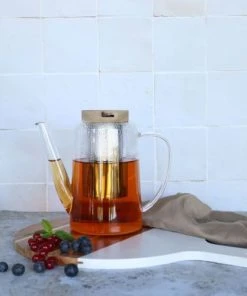 OGO Living Théière En Verre Borosilicate Et Couvercle En Bois 1,2L -Chef&Sommelier-boutique theiere en verre borosilicate et couvercle en bois 1 2l 2