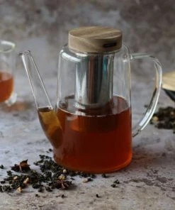 OGO Living Théière En Verre Borosilicate Et Couvercle En Bois 1,2L -Chef&Sommelier-boutique theiere en verre borosilicate et couvercle en bois 1 2l 5