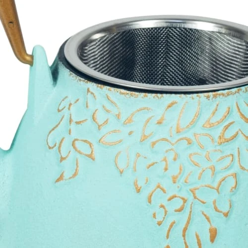 Signes Grimalt Théière Japonaise En Fonte Bleu Vert Et Or 1L 4 Signes Grimalt Théière Japonaise En Fonte Bleu Vert Et Or 1L – Image 2