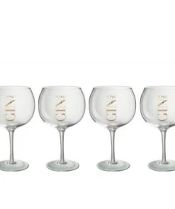 LANADECO Verres à Gin Verre Transparent/or H21,5cm - Lot De 4